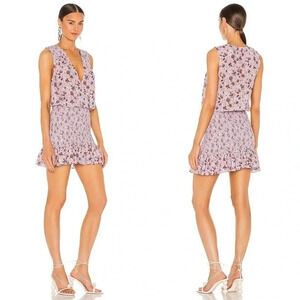 New Veronica Beard Cox Floral Smocked Flounce Mini Dress
Ruffle lavender XL
